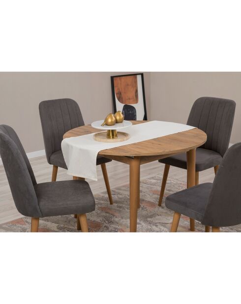 Tables extensible + 4 Chaises Vina pin/anthracite