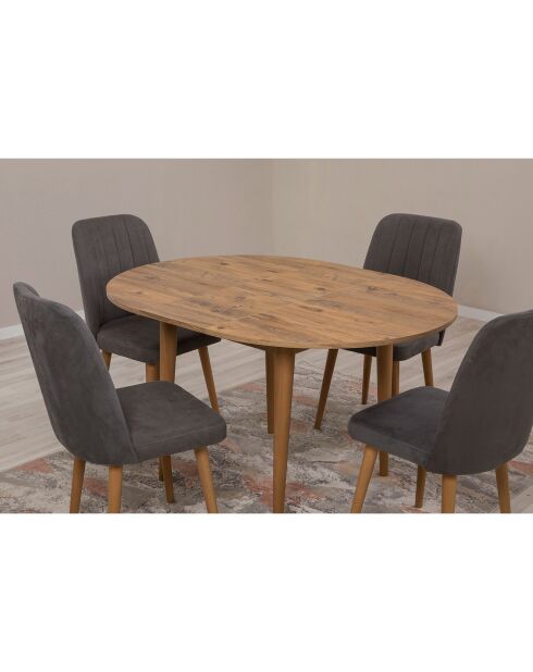 Tables extensible + 4 Chaises Vina pin/anthracite