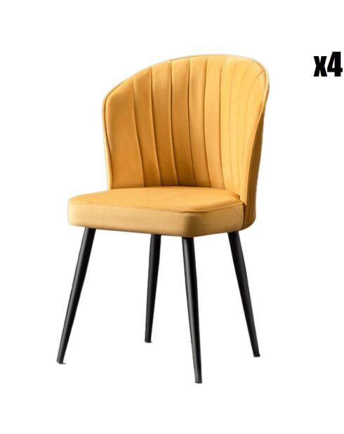 4 Chaises Rubi jaune/noir - 52x85x42 cm