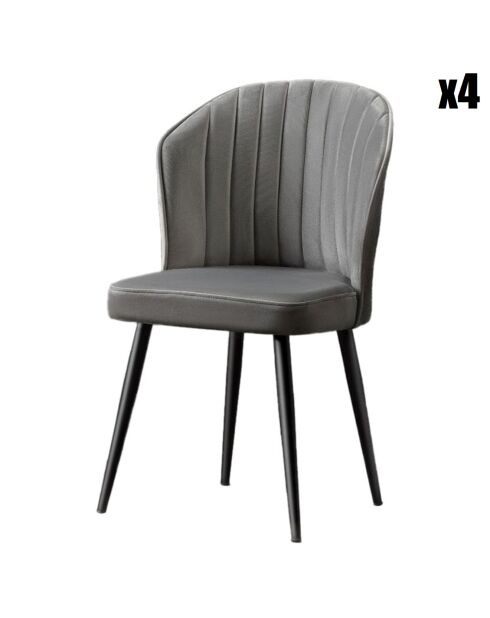 4 Chaises Rubi gris/noir - 52x85x42 cm