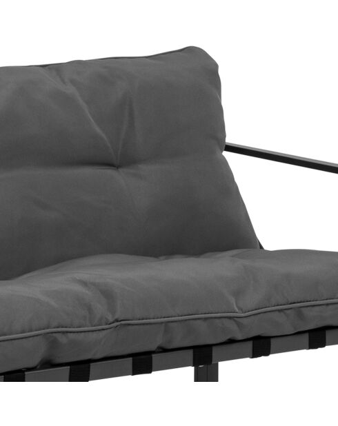 Salon de jardin d'angle Tropéa 6 places en acier avec coussins gris