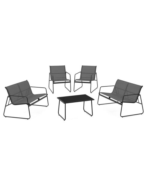 Muebles de jardín de 6 plazas en textileno gris