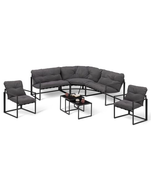 Salon de jardin d'angle Tropéa 8 places en métal et cordage gris