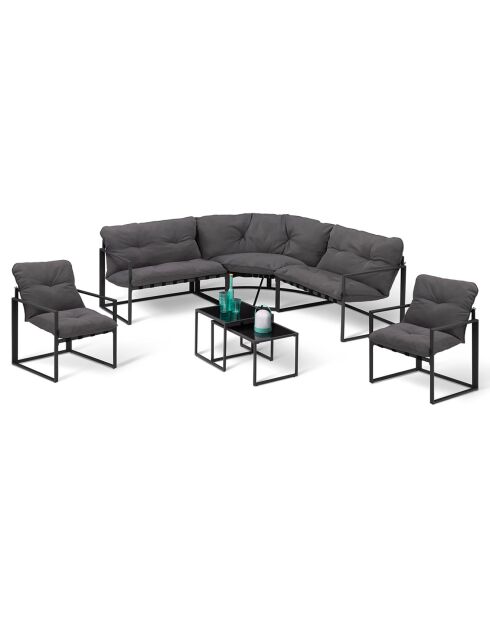 Salon de jardin d'angle Tropéa 8 places en métal et cordage gris