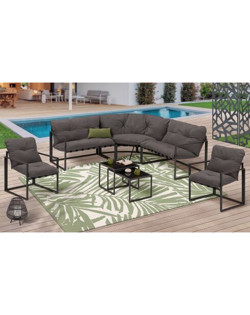 Salon de jardin d'angle Tropéa 8 places en métal et cordage gris