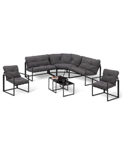 Salon de jardin d'angle Tropéa 8 places en métal et cordage gris