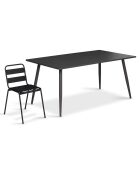 Table de jardin acier 180cm grise - 180x90x77 cm