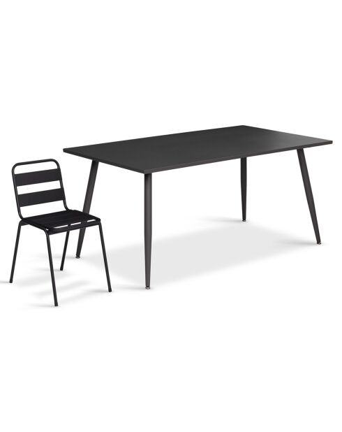 Table de jardin acier 180cm grise - 180x90x77 cm