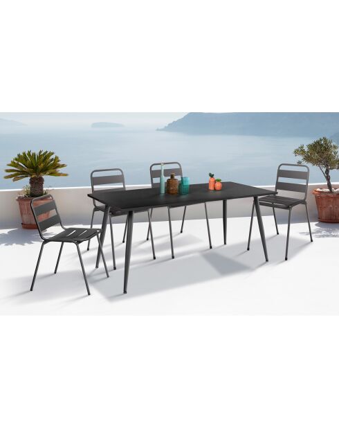 Table de jardin acier 180cm grise - 180x90x77 cm