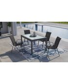 Table de jardin extensible en verre trempé 135-270cm grise - 270x80x73 cm