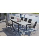 Table de jardin extensible en verre trempé 135-270cm grise - 270x80x73 cm