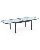 Table de jardin extensible en verre trempé 135-270cm grise - 270x80x73 cm