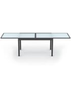 Table de jardin extensible en verre trempé 135-270cm grise - 270x80x73 cm