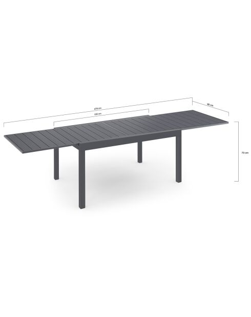 Table de jardin extensible en polywood 135-270cm gris anthracite - 135/270x80x73 cm