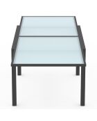 Table de jardin extensible en verre trempé 135-270cm grise - 270x80x73 cm