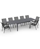 Table de jardin extensible en polywood 135-270cm gris anthracite - 135/270x80x73 cm