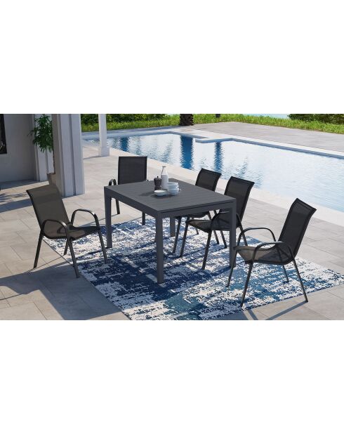 Table de jardin extensible en polywood 135-270cm gris anthracite - 135/270x80x73 cm
