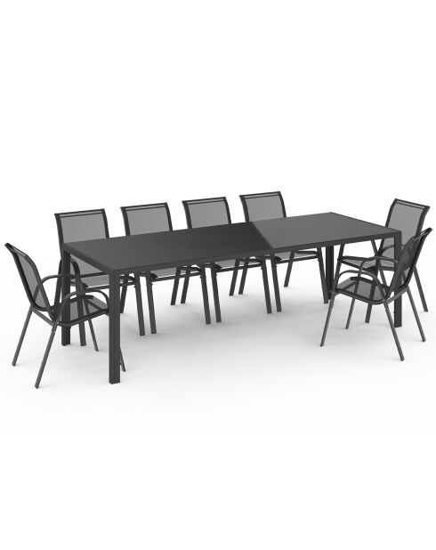 Table de jardin Formentera en verre trempé gris - 240x90x73 cm