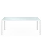 Salon de jardin Minorca 6 places en textiléne et verre trempé blanc/beige