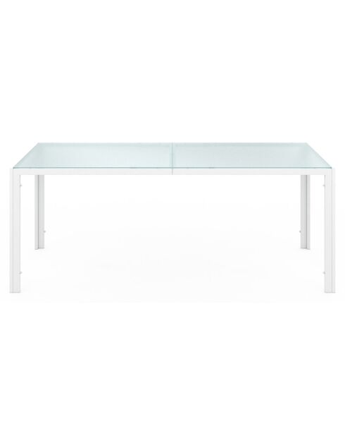 Salon de jardin Minorca 6 places en textiléne et verre trempé blanc/beige