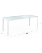 Salon de jardin Minorca 6 places en textiléne et verre trempé blanc/beige