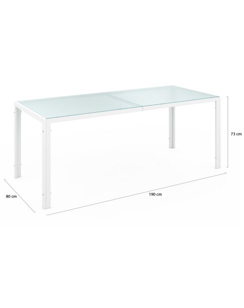 Salon de jardin Minorca 6 places en textiléne et verre trempé blanc/beige