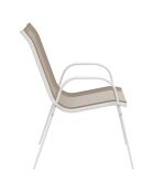 Salon de jardin Minorca 6 places en textiléne et verre trempé blanc/beige