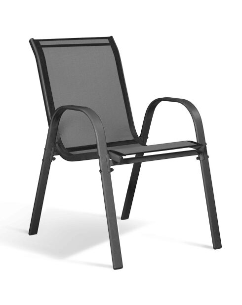 Salon de jardin Minorca 8 places en textiléne et verre trempé gris anthracite