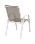 Salon de jardin Minorca 6 places en textiléne et verre trempé blanc/beige