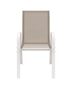 Salon de jardin Minorca 6 places en textiléne et verre trempé blanc/beige