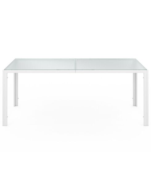 Mobili da giardino Minorca a 8 posti in textilene e vetro temperato bianco/beige