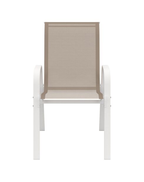 Mobili da giardino Minorca a 8 posti in textilene e vetro temperato bianco/beige