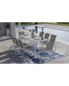 Mobili da giardino Minorca a 8 posti in textilene e vetro temperato bianco/beige