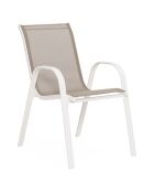 Mobili da giardino Minorca a 8 posti in textilene e vetro temperato bianco/beige