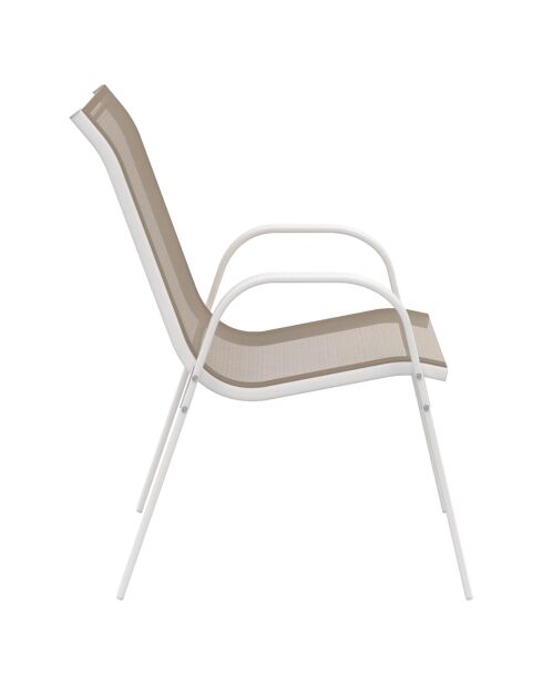 Mobili da giardino Minorca a 8 posti in textilene e vetro temperato bianco/beige