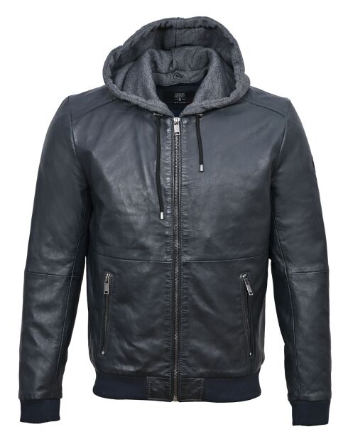 Veste en Cuir Tristan bleue