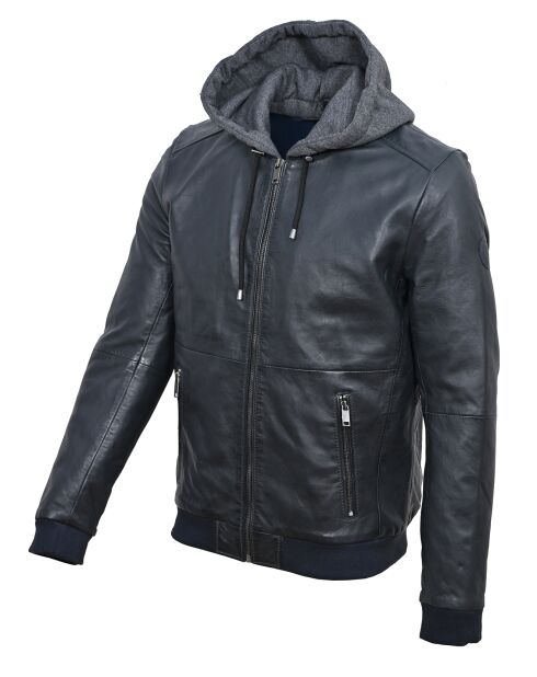 Veste en Cuir Tristan bleue