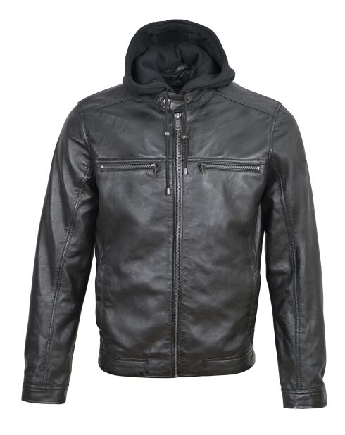 Veste en Cuir Joe noire