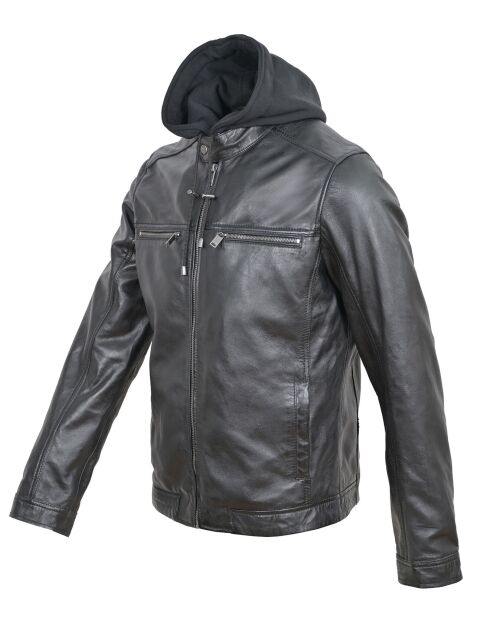 Veste en Cuir Joe noire