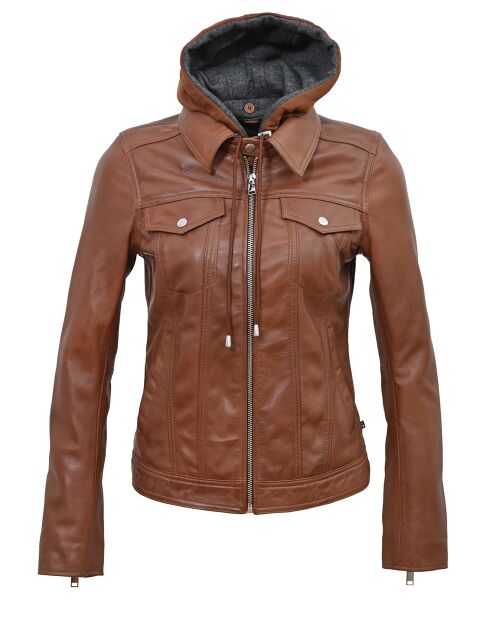Veste en Cuir Paola cognac