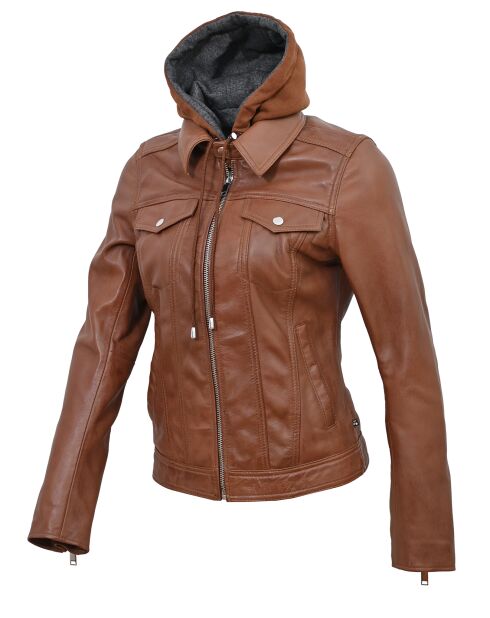 Veste en Cuir Paola cognac