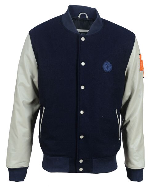 Veste en Laine & Cuir  Eliot bleue