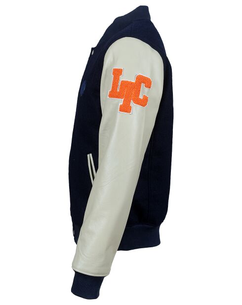 Veste en Laine & Cuir  Eliot bleue