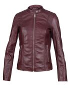 Chaqueta de piel color burdeos Paola