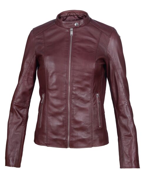 Chaqueta de piel color burdeos Paola