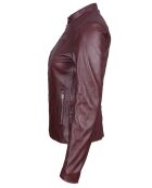 Chaqueta de piel color burdeos Paola