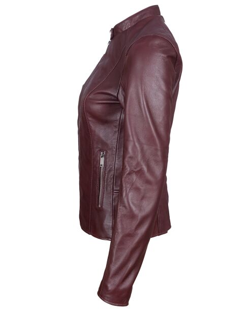 Chaqueta de piel color burdeos Paola