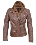 Veste en Cuir Juliette cognac