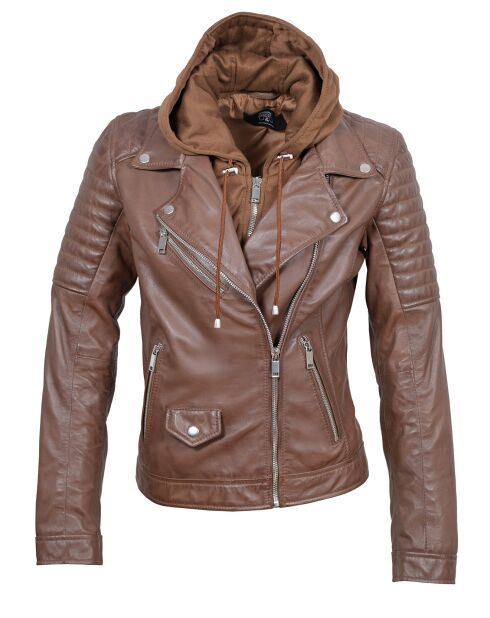 Veste en Cuir Juliette cognac