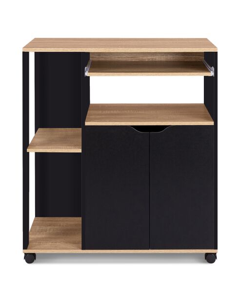 Keukenwagen op wielen met zwart/houten opbergruimte - 76x39,5x85 cm